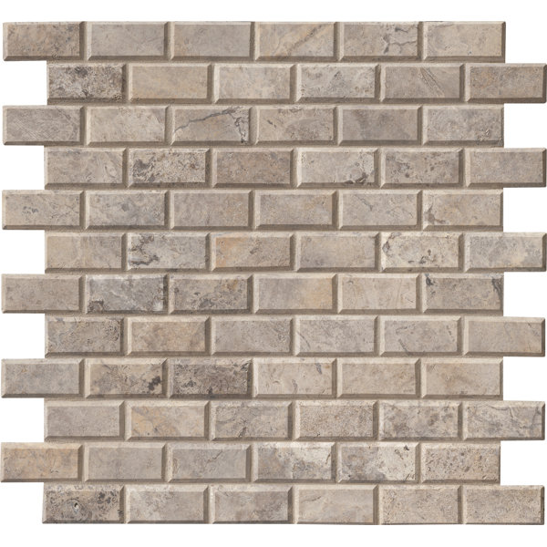 MSI Silver Travertine 2" x 4" Beveled Travertine Mosaic ...