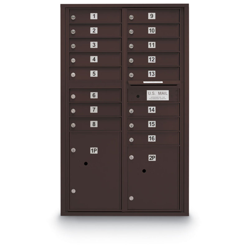 Postalproductsunlimitedinc Standard 16 Door 4c Horizontal Mail Center With 2 Parcel Lockers Multi Unit Mailbox Wayfair