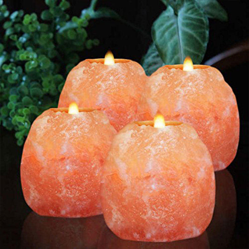 4 Piece Himalayan Glow Small Crystal Tealight Holder Set (Set of 4)