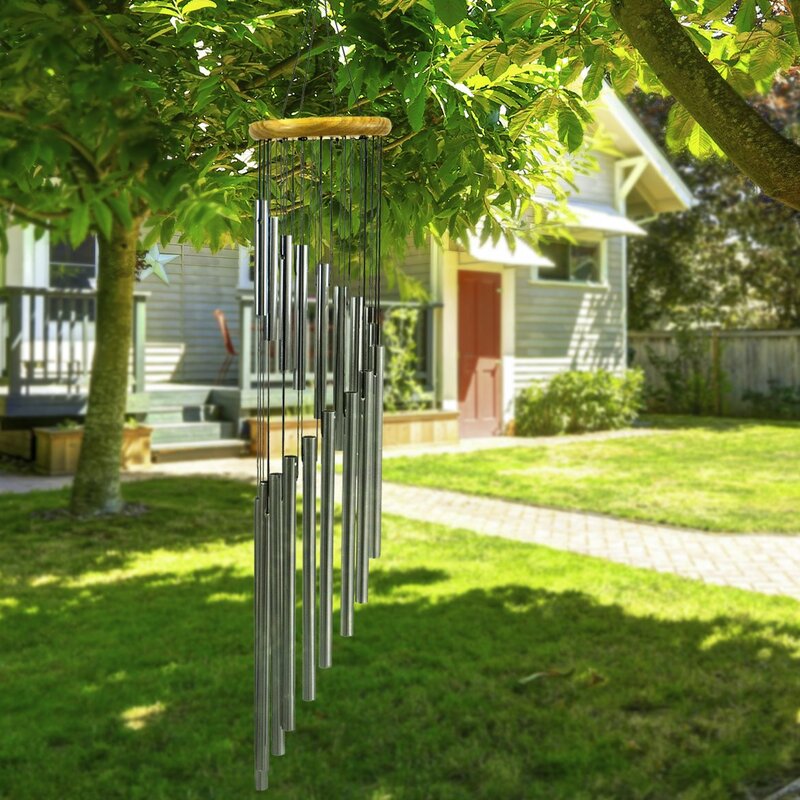 IMAGE Solar Wind Chimes Warm White Hummingbird Chimes Mobile LED Wind Chimes for Mother Home Garden Decor Patio Yard Lawn