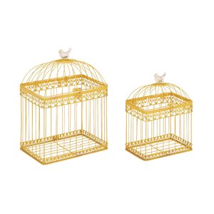 2 Piece Metal Acrylic Decorative Bird Cage Set