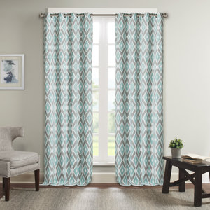 Whitely Geometric Room Darkening Grommet Single Curtain Panel