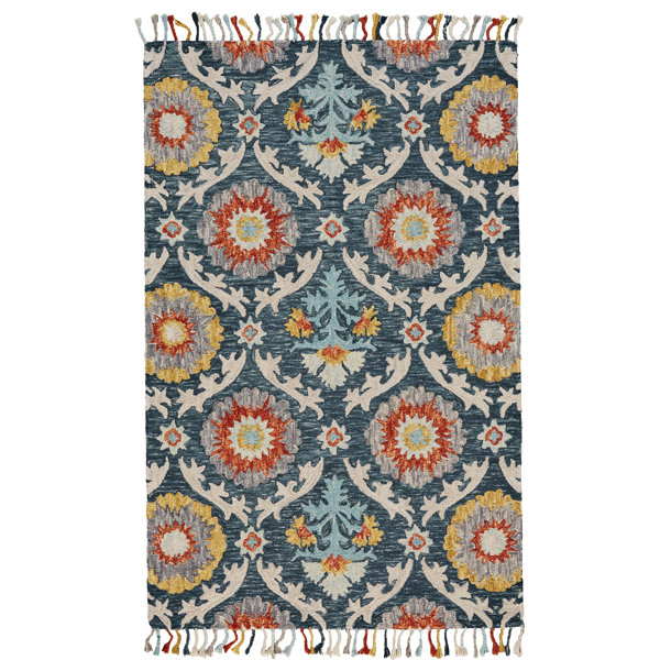 Feizy Calendra Floral Handmade Tufted Wool Blue/Beige ... (600 x 600 Pixel)