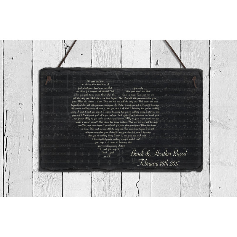 Sassysquirrelink Song Lyrics Slate Heart Plaque Wall Decor Wayfair