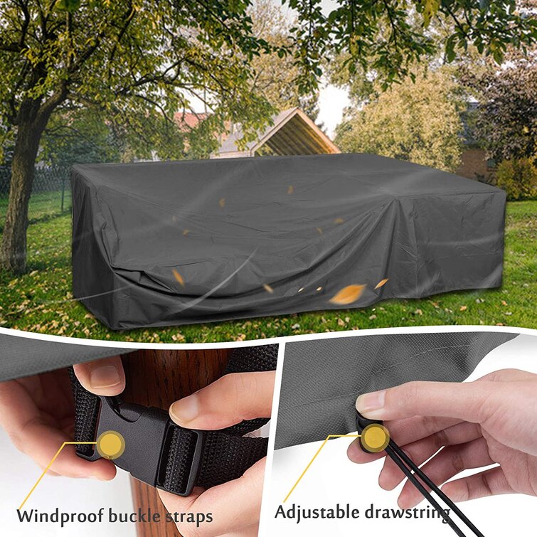 All Season 3-Seater Patio Bench Covers with Air-Vents Flymer 600D Oxford Fabric Waterproof Patio Furniture Covers Durable Indoor Furniture Dust Protective Cover