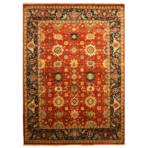 Super Mahal Hand-Knotted Red Area Rug