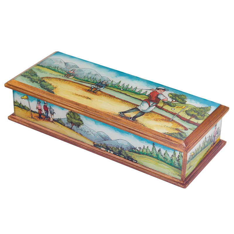 Golf Eglomise Handcrafted Jewelry Box