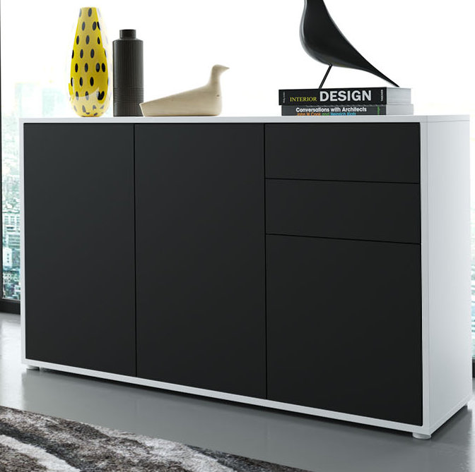 Sideboard MCDEVITT Mattweiß/Mattschwarz von METRO LANE