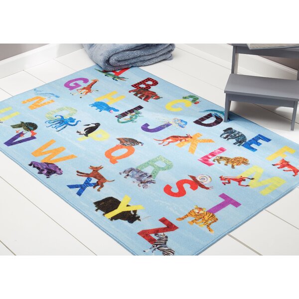 Childrens Rectangular Area Rug Alphabet Print Kids Carpet 