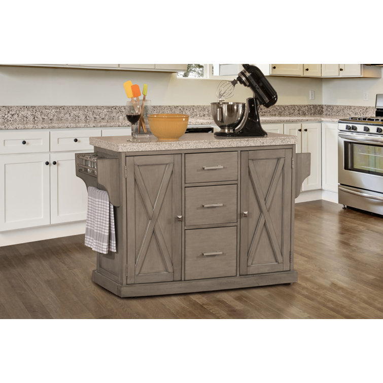 Gracie Oaks Jax Kitchen Island With Granite Top Reviews Wayfair