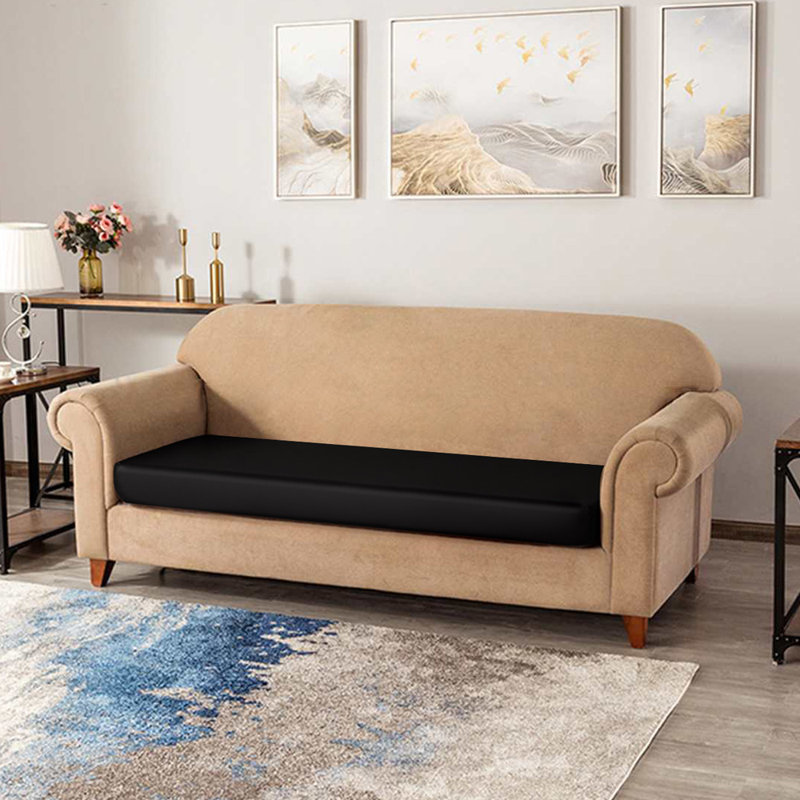 Latitude Run Faux Leather Stretchy Sofa Seat Cushion Cover Chair Couch Loveseat Slipcovers In 27 5 H X 25 W X 9 D