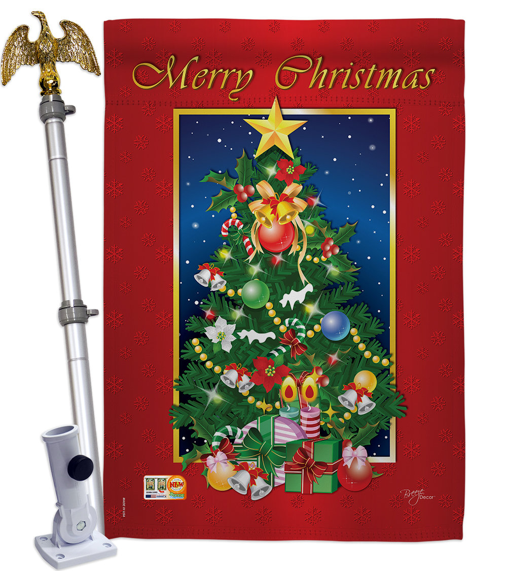 Breeze Decor Merry Christmas Tree 2 Sided Polyester 40 X 28 In Flag Set Wayfair
