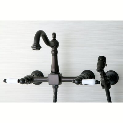 Heritage Double Handle Wall Mount Kitchen Faucet With Side Spray