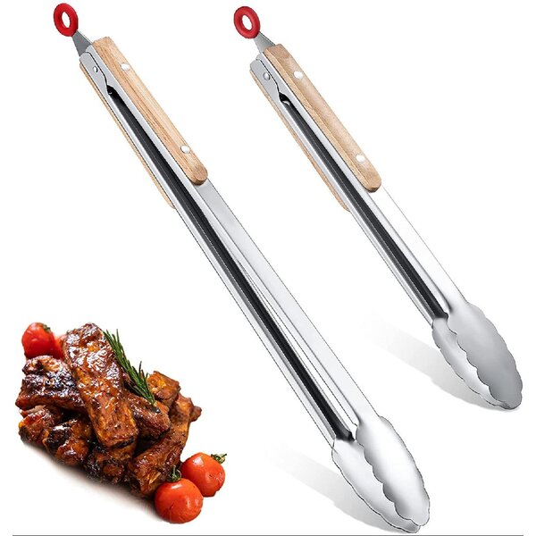 Stainless Steel BBQ Tongs Meat Food Clip Vegetable Cake Clip Clamp Long Handled