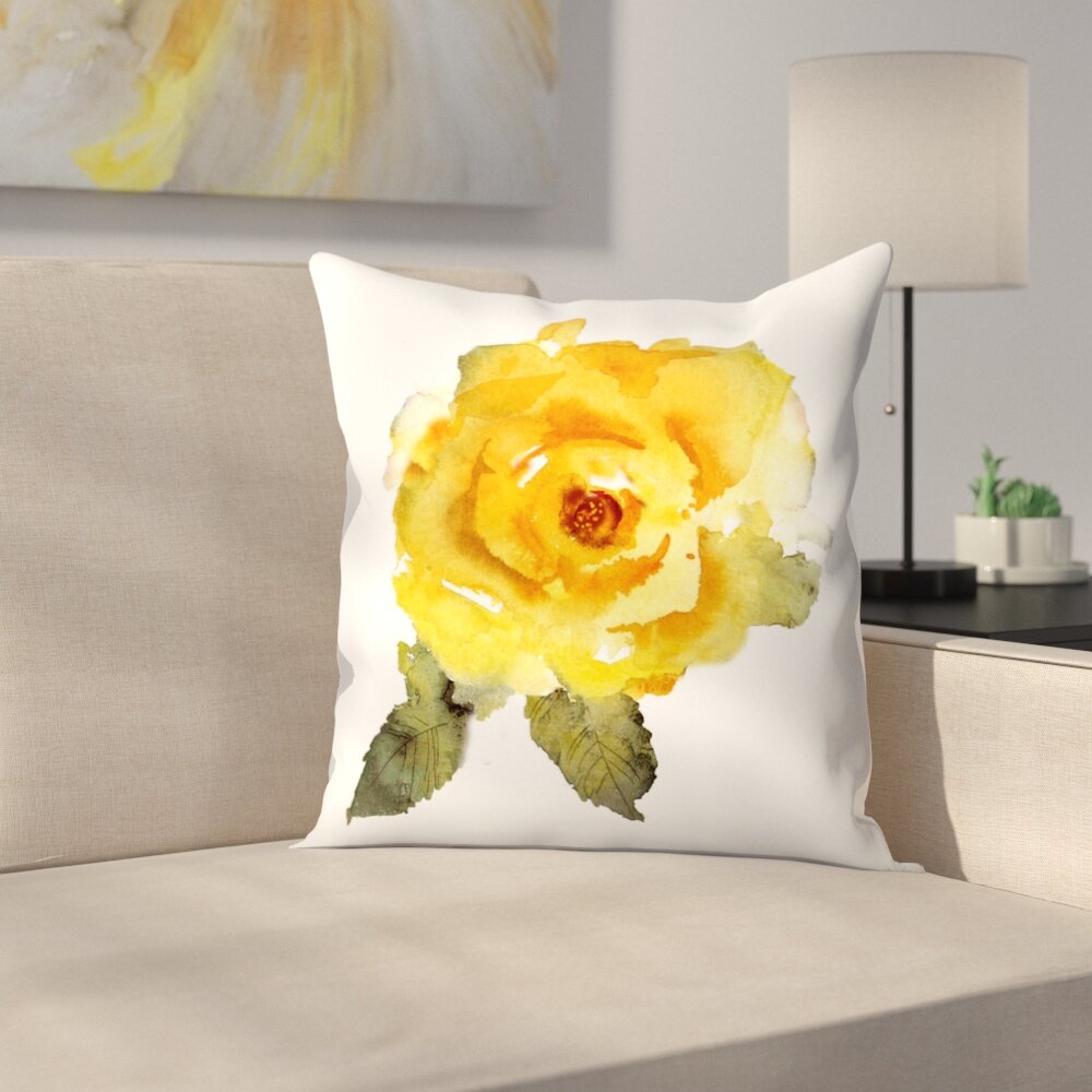 Yellow Rose Throw Pillow 