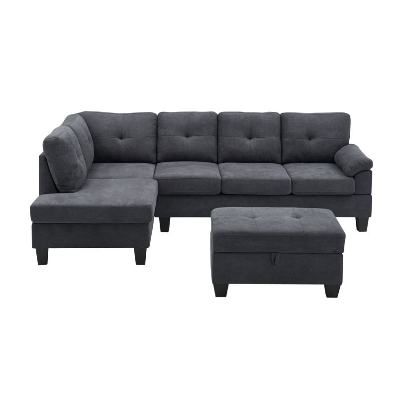 Latitude Run Azziah 98 Chenille Left Hand Facing Sofa And Chaise With Ottoman Wayfair