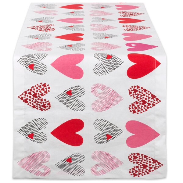 Rectangle Tablecloth Fabric Tablecloth Table Cover 60 x 120 inch Love Happy Valentines Day with Red Hearts Form of Arrow 