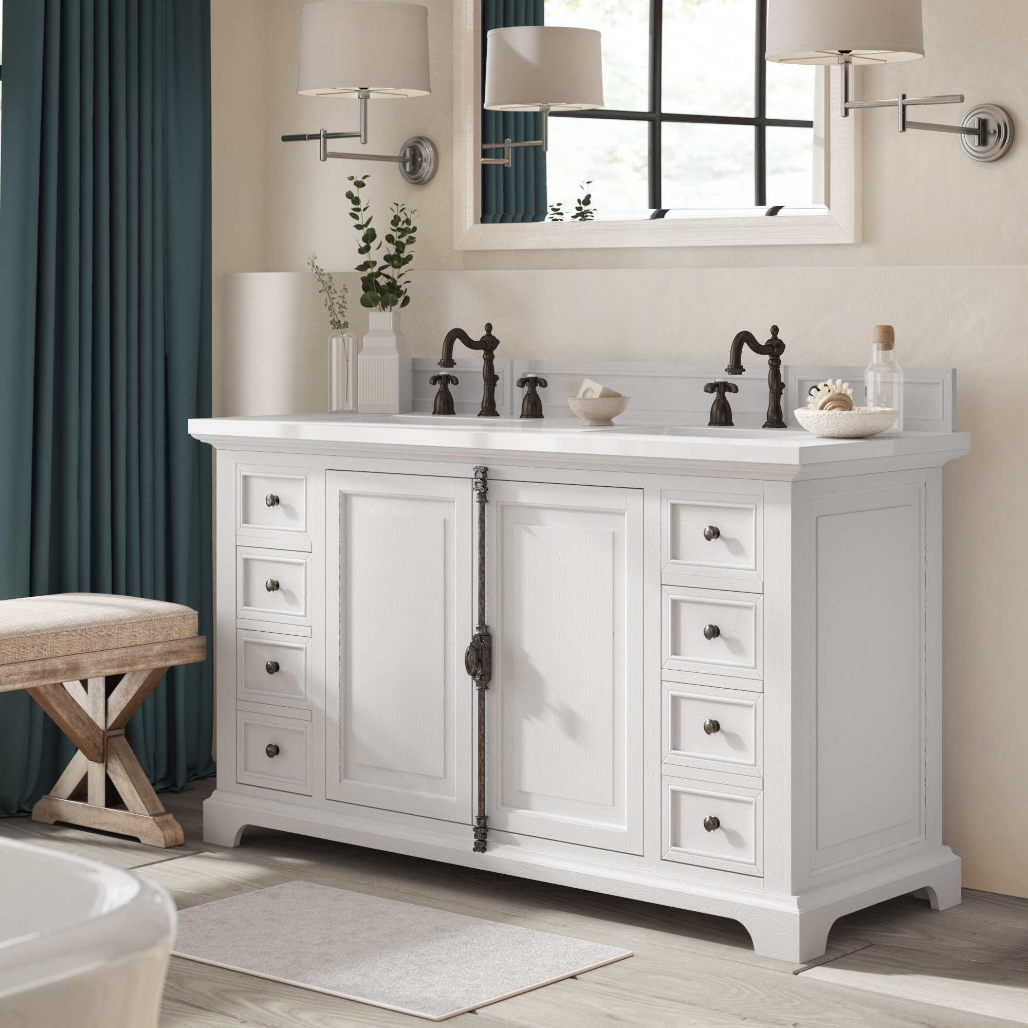 Darby Home Co Cuyuna 60 Double Bathroom Vanity Set Reviews Double Bathroom Vanity Set