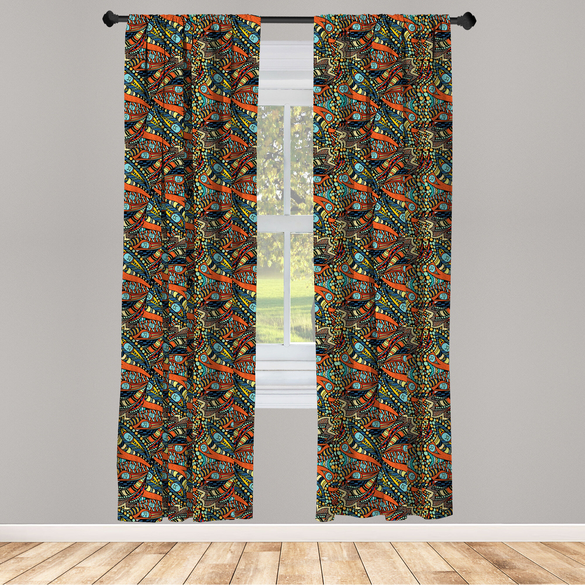 Ambesonne Decorative Printed 2 Panel Set Curtains Window Drapes for Home Decor 