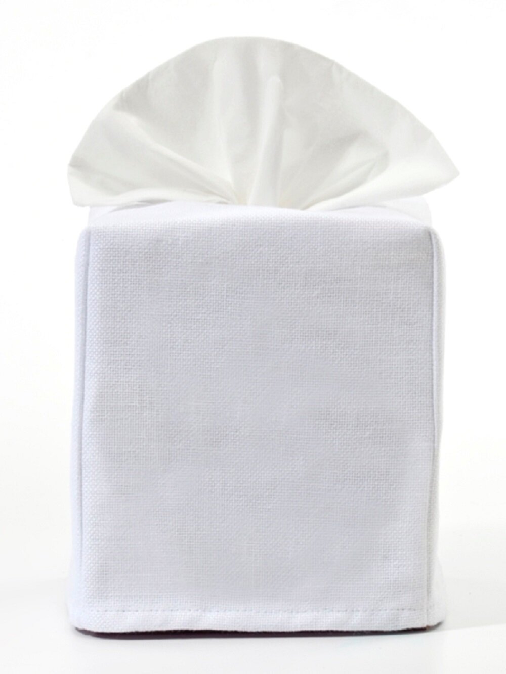 white linen tissue box cover