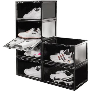 Shoe Crate Drop Front Shoe Box Black Clear Red Blue Shoe Storage Container 