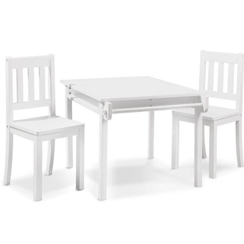 childs white table and chair set