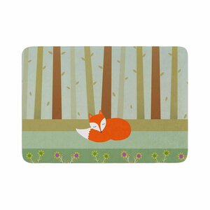 Cristina Bianco Design Sleeping Fox Illustration Memory Foam Bath Rug