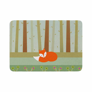 Cristina Bianco Design Sleeping Fox Illustration Memory Foam Bath Rug