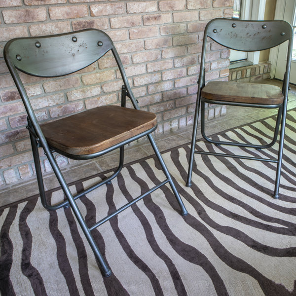 Laurel Foundry Modern Farmhouse Fortier Vintage Wood Seat Folding Chairs Reviews Wayfair