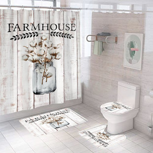 Shower Curtain Wooden Fence Texas Barn Star Primitive Bathroom Decor Gift New 