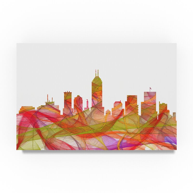 Trademark Art Indiana Indianapolis Skyline Graphic Art Print On Wrapped Canvas Wayfair