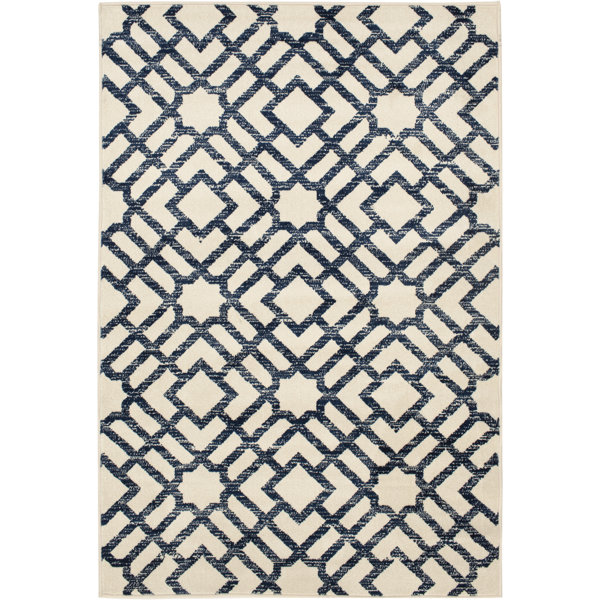 Trisha Yearwood Home Collection Renew Newell Geometric Snow Sapphire Indoor Outdoor Area Rug Wayfair
