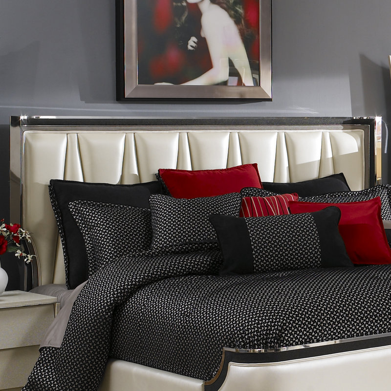 Michael Amini Beverly Boulevard Upholstered Wingback Headboard And