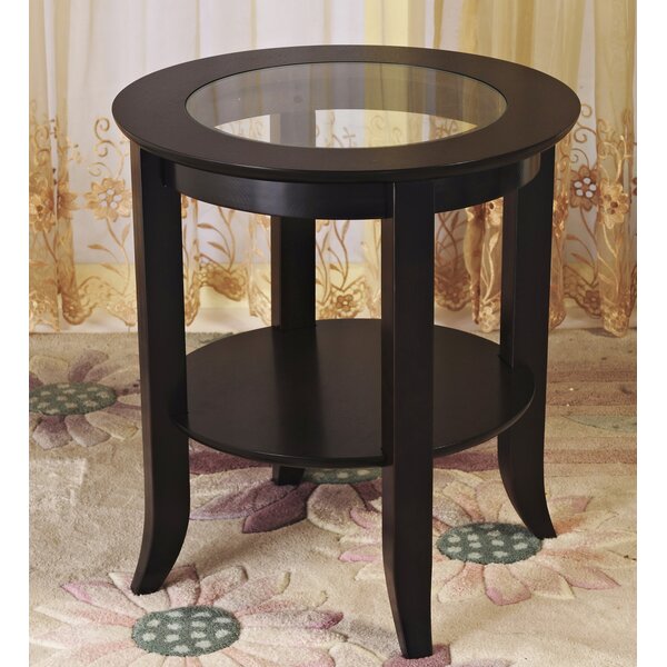 round espresso side table