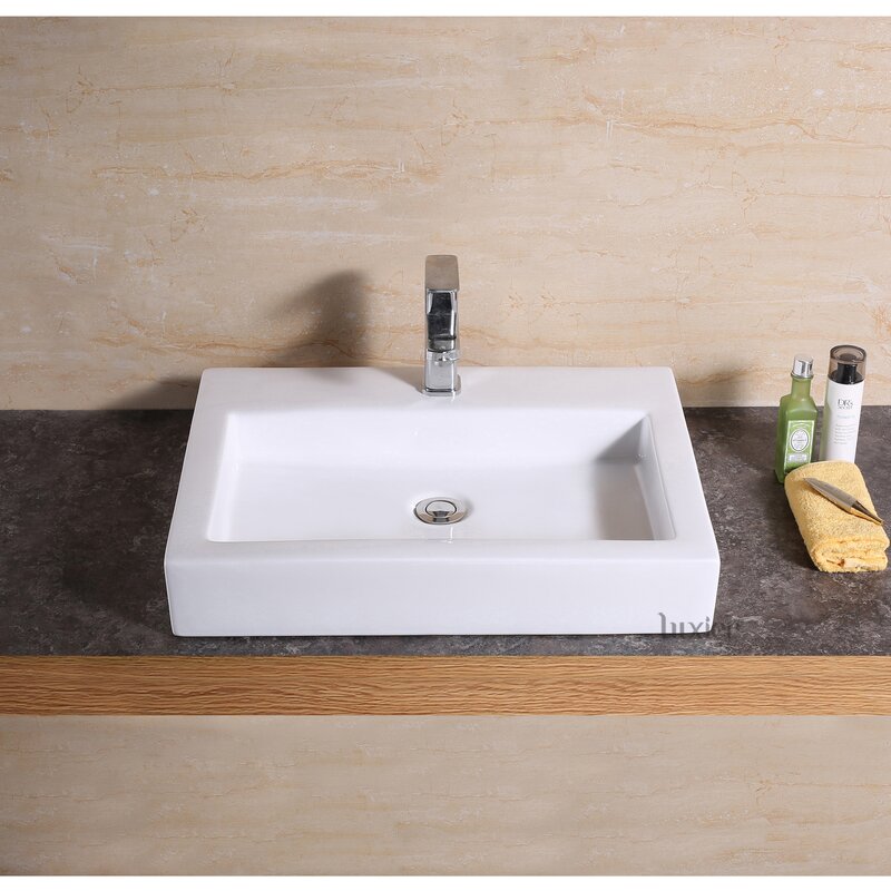 Luxier Vanity Art Basin Ceramic Rectangular Vessel Bathroom Sink