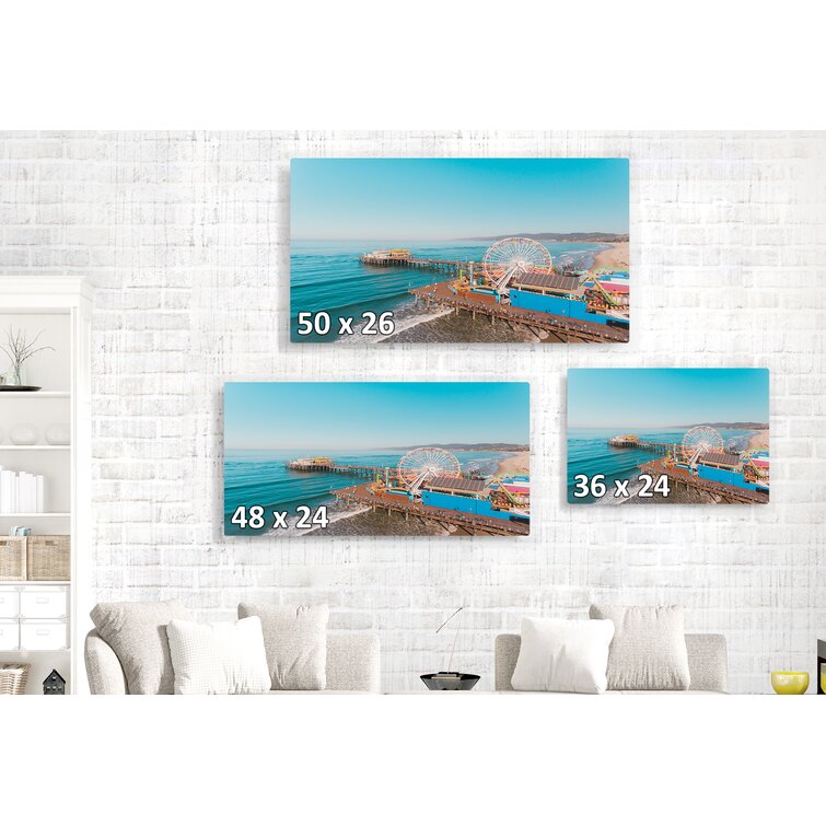 Santa Monica Beach by Pete Oswald Premium Gallery-Wrapped Canvas Giclee Art 24 in x 36 in, Ready-to-Hang