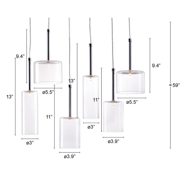 Orren Ellis Vanguilder 6 Light Cluster Cylinder Pendant Wayfair