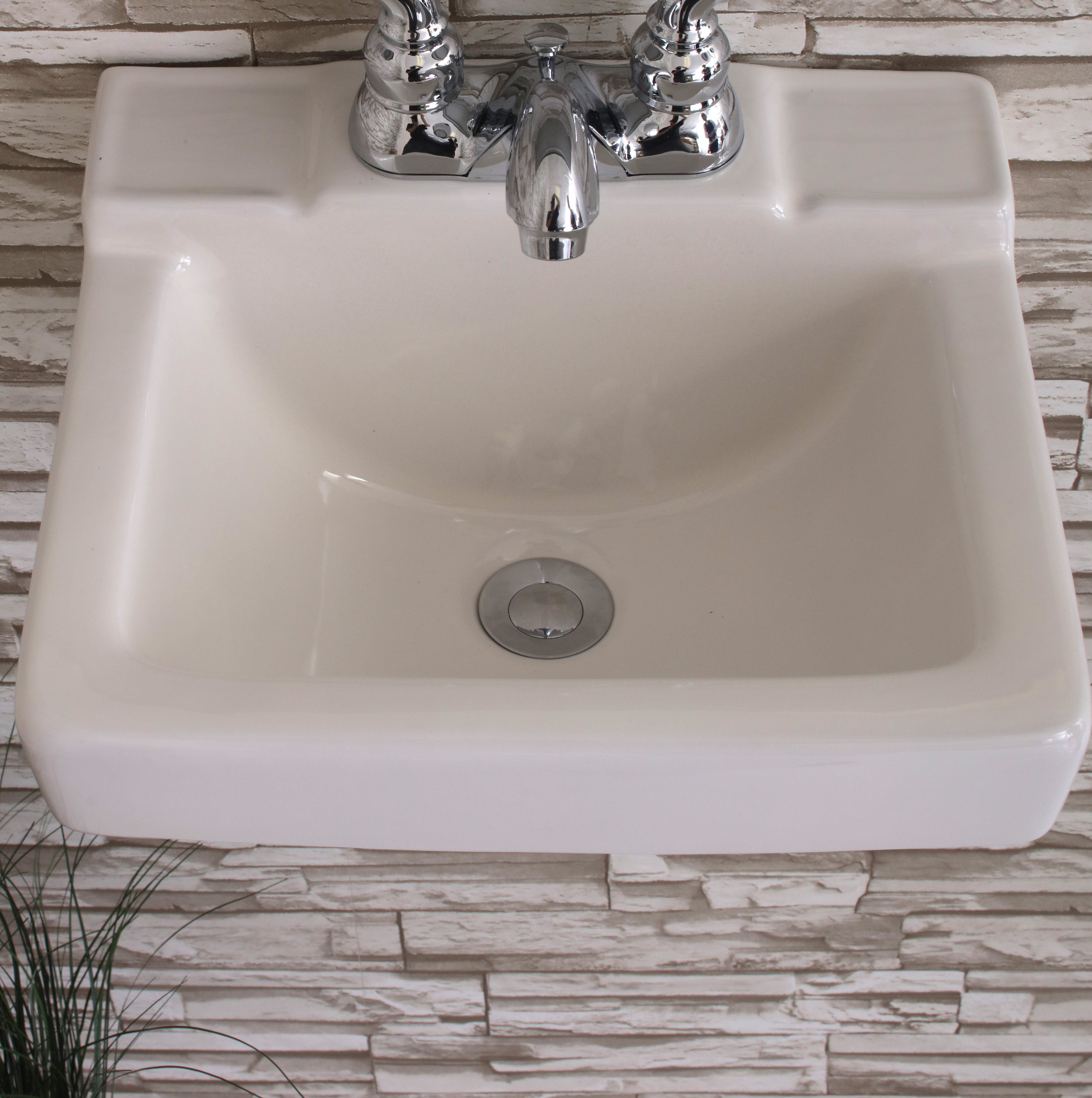 Vitreous China 14 Wall Mount Bathroom Sink With Overflow