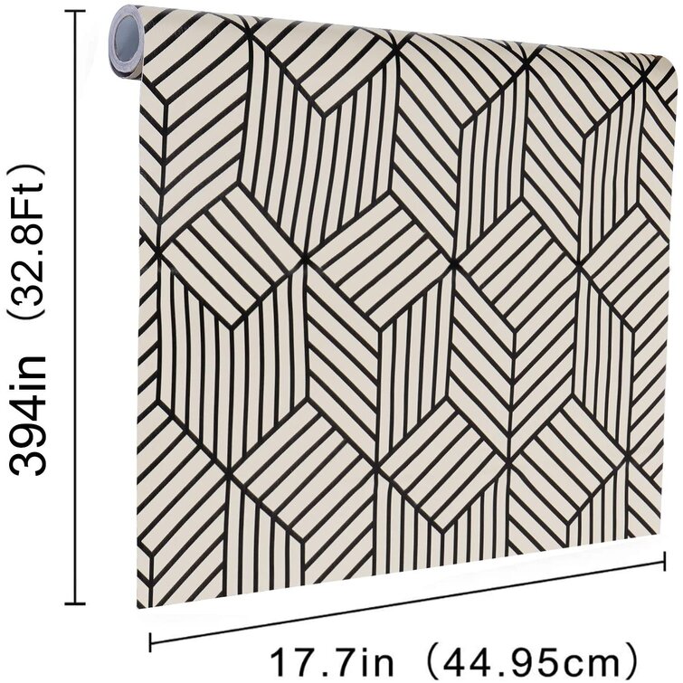 Geometric Black Tan Tile Square Self Adhesive Vinyl Contact Paper Peel Stick 