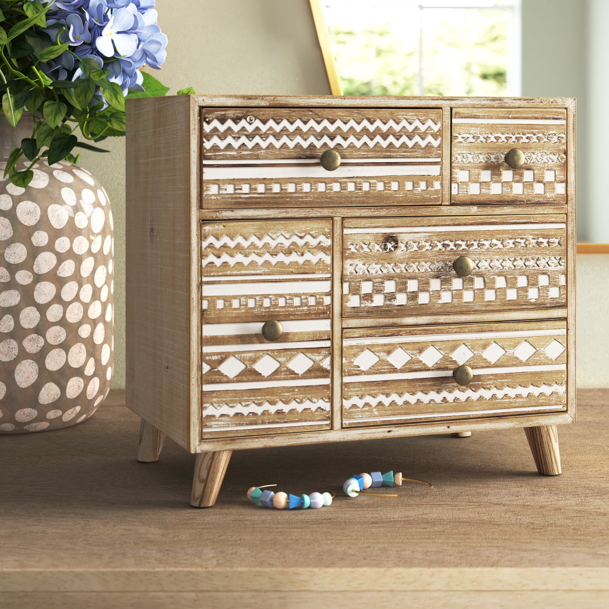 Langley Street Large Decorative Whitewashed Wood Jewelry Box Wayfair