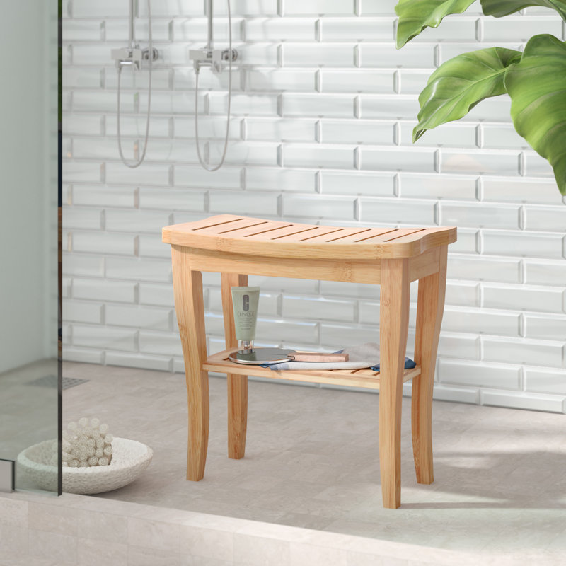 Beachcrest Home Robynn Deluxe Bamboo Storage Shower Seat Reviews Robynn Deluxe Bamboo Storage Shower Seat
