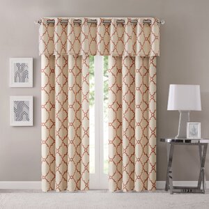 Roopville Geometric Semi-Sheer Grommet Single Curtain Panel