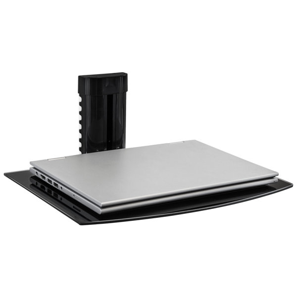 Symple Stuff Gaines Tinted Tempered Glass Floating Wall Mounted Shelf Bracket Stand Reviews Wayfair
