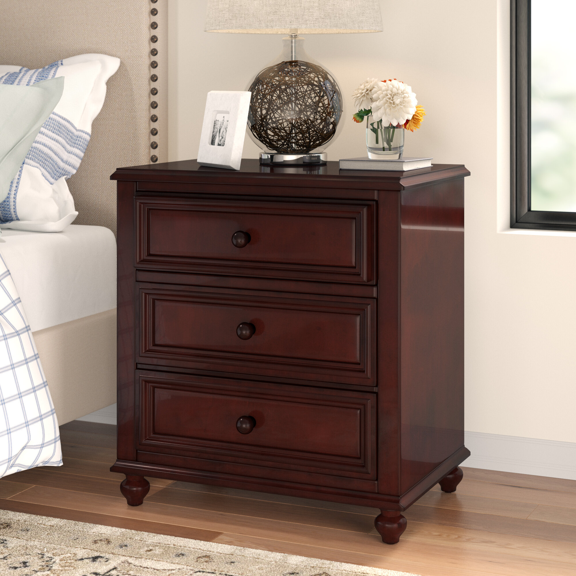 Three Posts New Bedford Wooden 2 Drawer Nightstand Reviews Wayfair