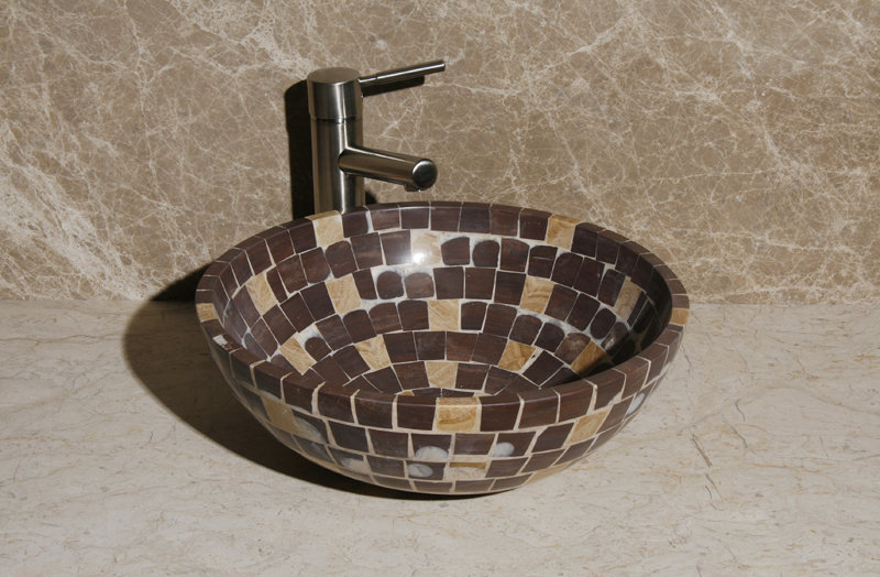 L-VMR-SR-16MB Stone Circular Vessel Bathroom Sink
