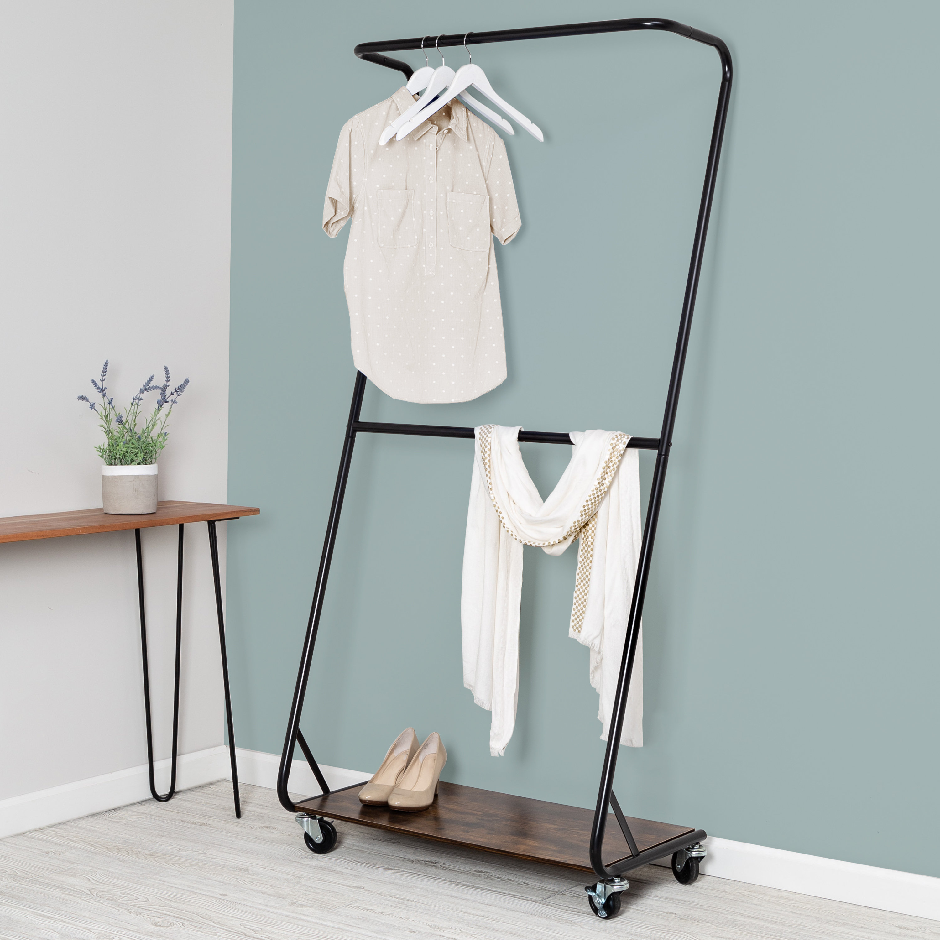 Honey Can Do 33 5 W Rustic Z Frame Double Bar Garment Rack
