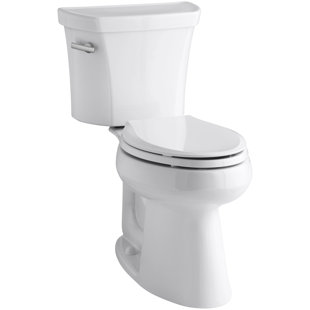Go to store & view more images Kohler Groove Two-Piece Elongated 1.28 GPF Toilet with Class Five Flush Technology, Left-Hand Trip Lever, Insuliner Tank Liner and Tank Cover Locks