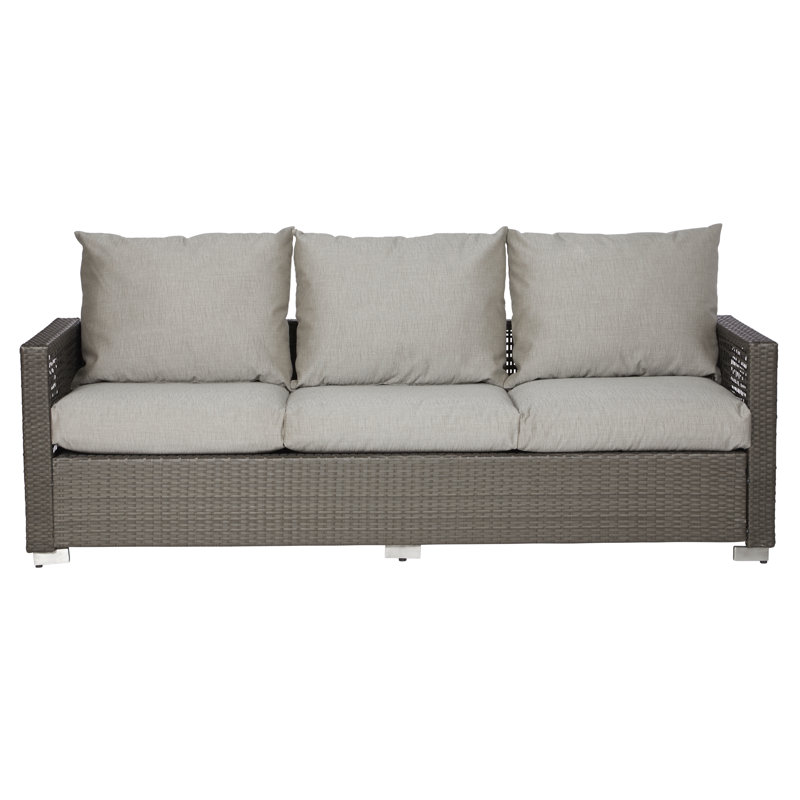 Ivy Bronx Mcmanis Outdoor Open Weave Rattan Patio Sofa With Cushions Mcmanis Outdoor Open Weave Rattan Patio Sofa With Cushions