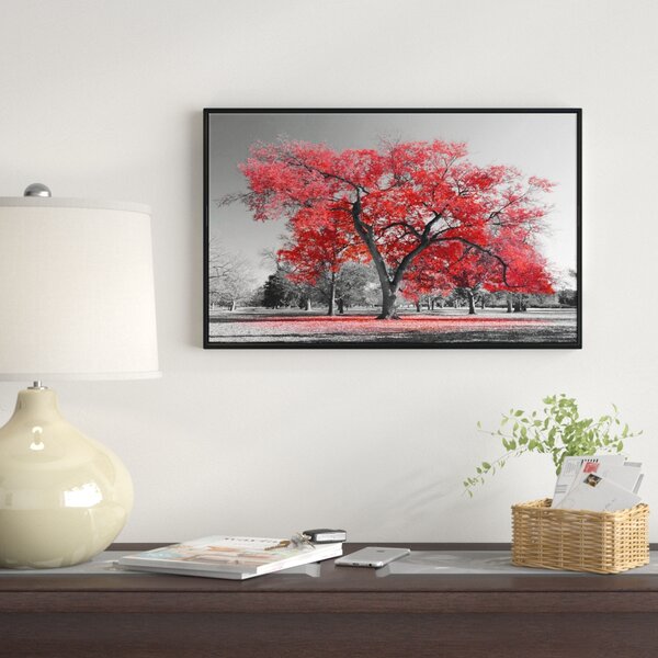 Parade Red Tree in Field 3 PCS Canvas Printed Wall Art Poster Home Decor 