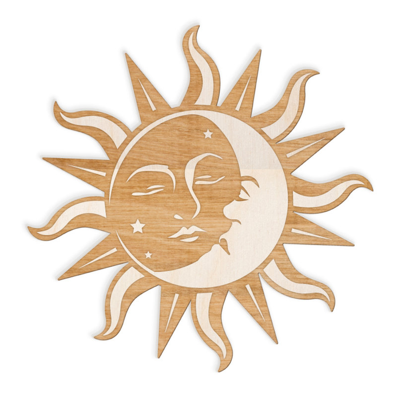 Woodums Sun Moon Face Engraved Cut Wood Sign Wall Décor Wayfair Sun Moon Face Engraved Cut Wood Sign Wall Décor
